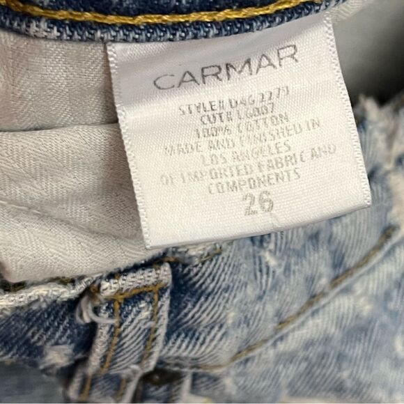 Carmar Destroyed Relaxed Straight Crop Jeans Light Wash 26 - Picture 6 of 7